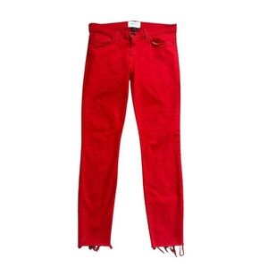 Current/Elliott The Stiletto Racing Red w/cut Hem Skinny Jeans size 28